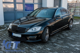 Боди комплект, подходящ за MERCEDES Benz W221 S-Class 2005-2011 S63 S65 A-Design с Накрайници за ауспух Черен Edition-image-6026096