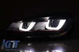 Предна Броня , подходяща за VW Golf VI 6 (2008-2013) TFSI Look с Фарове Golf 7 3D LED DRL U-Design LED Flowing Turning Light Red Stripe TFSI-image-6027803