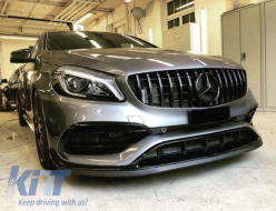 Предна Централна решетка подходяща за MERCEDES CLA C117 X117 W117 (2013-2018) CLA45 GT-R Panamericana Дизайн Изцяло Черен-image-6037755