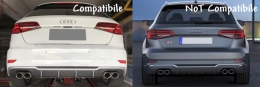 Дифузьор на Задна Броня , подходящ за Audi A3 8V Facelift Хечбек Sportback (2016-2019) Стандартна Броня (SE) S3 Дизайн-image-6042054