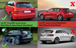 Дифузьор на Задна Броня , подходящ за Audi A3 8V Facelift Хечбек Sportback (2016-2019) Стандартна Броня (SE) S3 Дизайн-image-6042092