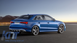 Дифузьор на Задна Броня , подходящ за Audi A3 8V Facelift (2016-2019) S-Line Броня Седан Кабриолет S3 Дизайн-image-6042060