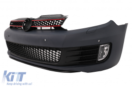 Предна Броня, подходяща за VW Golf VI 6 (2008-2013) TFSI Look с Фарове Golf 7 3D LED DRL U-Design LED Flowing Turning Light Red Stripe TFSI RHD-image-6042242