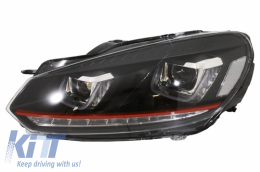 Предна Броня, подходяща за VW Golf VI 6 (2008-2013) TFSI Look с Фарове Golf 7 3D LED DRL U-Design LED Flowing Turning Light Red Stripe TFSI RHD-image-6042245