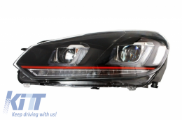 Предна Броня, подходяща за VW Golf VI 6 (2008-2013) TFSI Look с Фарове Golf 7 3D LED DRL U-Design LED Flowing Turning Light Red Stripe TFSI RHD-image-6042246