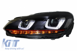 Предна Броня, подходяща за VW Golf VI 6 (2008-2013) TFSI Look с Фарове Golf 7 3D LED DRL U-Design LED Flowing Turning Light Red Stripe TFSI RHD-image-6042251