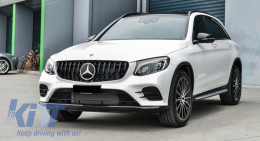 Предна Централна решетка , подходяща за Mercedes GLC X253 C253 (2015-2018) TFSI R Panamericana Дизайн All Черен-image-6057442