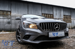 Предна Централна решетка , подходяща за Mercedes CLA C117 X117 W117 (2013-2018) CLA45 GT-R Panamericana Дизайн Черен Хром-image-6075235