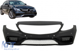 Предна Броня , подходяща за Mercedes C-Class W205 S205 (2014-2020) Лимузина T-Model Купе Cabriolet C63 Дизайн Без Предна Решетка-image-6107832