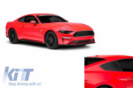 Класически жалузи за странични прозорци, подходящи за FORD Mustang Mk6 VI шесто поколение (2015-2019) с Екстериорни добавки за задното стъкло Черен PFT Дизайн-image-6048379