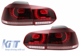 Задна Броня с изпускателна система и Задни светлини Full LED , подходящи за VW Golf VI (2008-2013) R20 Дизайн Черешово черно (LHD и RHD)-image-6051007