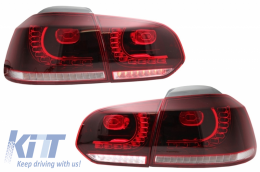 Задна Броня с изпускателна система и Задни светлини Full LED , подходящи за VW Golf VI (2008-2013) R20 Дизайн Черешово черно (LHD и RHD)-image-6051013