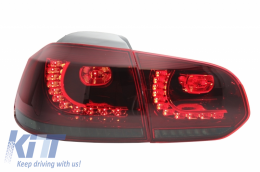 Задна Броня с изпускателна система и Задни светлини Full LED , подходящи за VW Golf 6 VI (2008-2013) R20 Дизайн Red Череша с последователни Динамичен Въртящи се светлини (LHD и RHD)-image-6051243