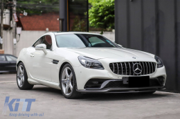 Предна Решетка , подходяща за Mercedes SLC-Class R172 Facelift (2016-2019) GT-R Panamericana Дизайн Черен Хром-image-6068382