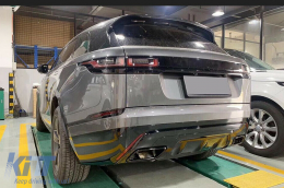 Дефузьор за задна броня с накрайници за ауспух, подходящ за Land Range Rover Velar SUV L560 (2017-up) Динамичен Look Piano Black-image-6076987