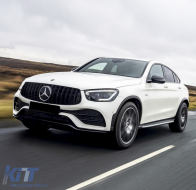 Предна Централна решетка , подходяща за Mercedes GLC X253 C253 Facelift (2020-up) GTR Panamericana Дизайн All Черен-image-6075929