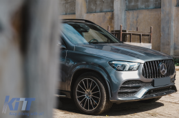 Предна Централна решетка , подходяща за Mercedes GLE SUV W167 V167 GLE Купе C167 Спортен пакет (2019-Up) GTR Panamericana Дизайн Гланцирано черно и Хром-image-6087284