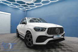 Предна Централна решетка , подходяща за Mercedes GLE SUV W167 V167 GLE Купе C167 Спортен пакет (2019-Up) GTR Panamericana Дизайн Гланцирано черно и Хром-image-6089380