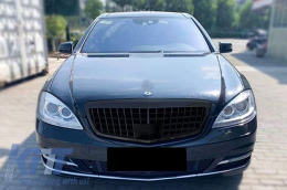 Предна Решетка , подходяща за Mercedes S-Class W221 Facelift (2010-2013) Вертикална Дизайн Piano Black-image-6081939