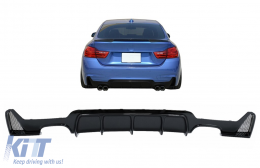 Дефузьор за задна броня , подходящ за BMW 4 Series F32 F33 F36 (2013-2019) Купе Кабрио M Design Twin Double Outlet Piano Black-image-6086411