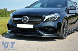 Удължаване на устните на Предна Броня , подходящо за Mercedes A-Class W176 AMG Facelift (2015-2018) Piano Black-image-6086444