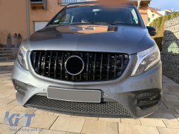 Централна решетка , подходяща за Mercedes V-Class W447 Facelift (2020-Up) TFSI R Panamericana Дизайн Черен-image-6089853