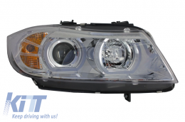 Fari 3D LED Angel Eyes per BMW E90 E91 03.2005-08.2008 U-Type Luce cromato HID-image-6023832