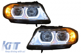 Fari 3D LED Angel Eyes per BMW E90 E91 03.2005-08.2008 U-Type Luce cromato HID-image-6023834