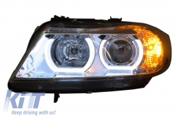 Fari 3D LED Angel Eyes per BMW E90 E91 03.2005-08.2008 U-Type Luce cromato HID-image-6023835