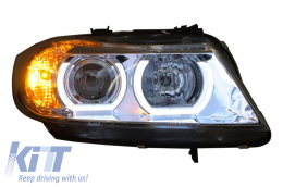 Fari 3D LED Angel Eyes per BMW E90 E91 03.2005-08.2008 U-Type Luce cromato HID-image-6023836