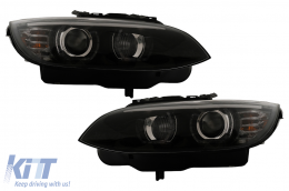 Fari 3D LED Angel Eyes per BMW Serie 3 E92 E93 2006-2010 con Xenon Nero-image-6109346