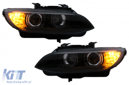 Fari 3D LED Angel Eyes per BMW Serie 3 E92 E93 2006-2010 con Xenon Nero-image-6109350