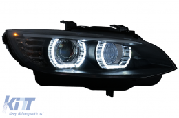 Fari 3D LED Angel Eyes per BMW Serie 3 E92 E93 2006-2010 con Xenon Nero-image-6109354