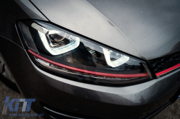 Fari 3D LED DRL per VW Golf 7 VII 12-17 ROSSO R20 GTI Look LED Flowing-image-6101452