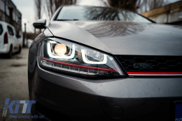 Fari 3D LED DRL per VW Golf 7 VII 12-17 ROSSO R20 GTI Look LED Flowing-image-6101453