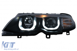 Fari 3D U LED Angel Eyes per BMW 3 E46 Facelift 01-05 Nero-image-6093164