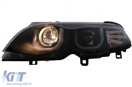 Fari 3D U LED Angel Eyes per BMW 3 E46 Facelift 01-05 Nero-image-6093168