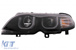 Fari 3D U LED Angel Eyes per BMW 3 E46 Facelift 01-05 Nero-image-6093174