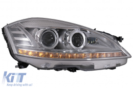 Fari a LED per Mercedes S W221 2005-2009 Facelift Look Dinamico Girando Luci-image-6081109