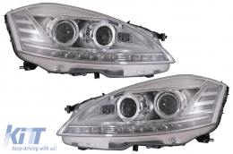 Fari a LED per Mercedes S W221 2005-2009 Facelift Look Dinamico Girando Luci-image-6081118