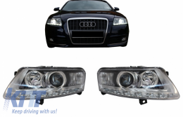 Fari allo xeno LED DRL per Audi A6 C6 4F 04.04-08 Chrome senza AFS-image-6053863