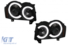 Fari Angel Eyes LED per Jeep Grand Cherokee WK 05-08 Nero-image-6090001