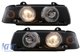 Fari Angel Eyes per BMW Serie 3 E36 Coupe Cabrio 1991-08.1999 Nero-image-6104552