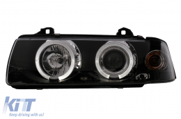 Fari Angel Eyes per BMW Serie 3 E36 Coupe Cabrio 1991-08.1999 Nero-image-6104554