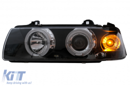 Fari Angel Eyes per BMW Serie 3 E36 Coupe Cabrio 1991-08.1999 Nero-image-6104557