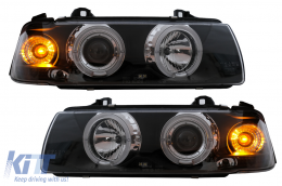 Fari Angel Eyes per BMW Serie 3 E36 Coupe Cabrio 1991-08.1999 Nero-image-6104558