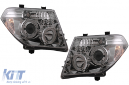 Fari Angel Eyes per Nissan Navara D40 04-09 Pathfinder R51 05-08 Cromato-image-6084154