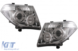 Fari Angel Eyes per Nissan Navara D40 04-09 Pathfinder R51 05-08 Cromato-image-6084160