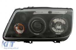 Fari Angel Eyes per VW Bora 09.1998-07.2005 Luce Nero Alogeno Headlights-image-6107686