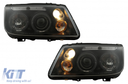 Fari Angel Eyes per VW Bora 09.1998-07.2005 Luce Nero Alogeno Headlights-image-6107772